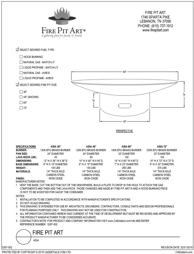 Asia 72" Fire Pit