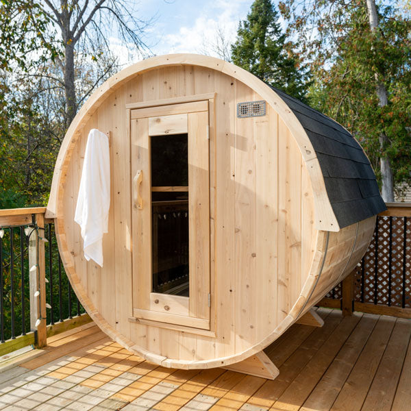 Canadian Timber Harmony Barrel Sauna, interior view