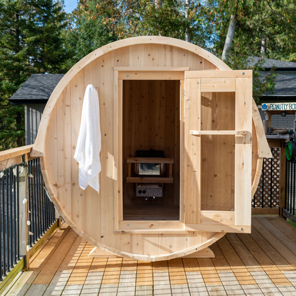 Canadian Timber Tranquility Barrel Sauna, interior view