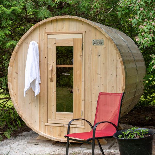Canadian Timber Harmony Barrel Sauna, exterior detail