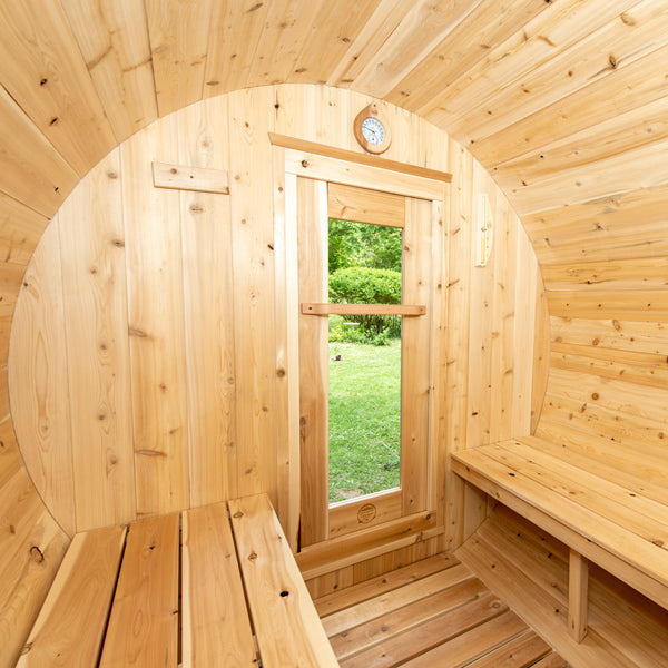 Canadian Timber Serenity Barrel Sauna, exterior detail