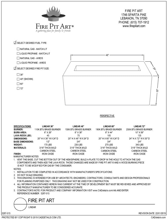 Linear 48" Fire Pit