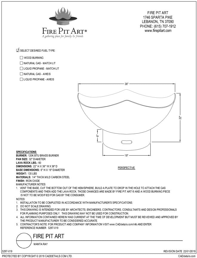 Manta Ray Fire Pit