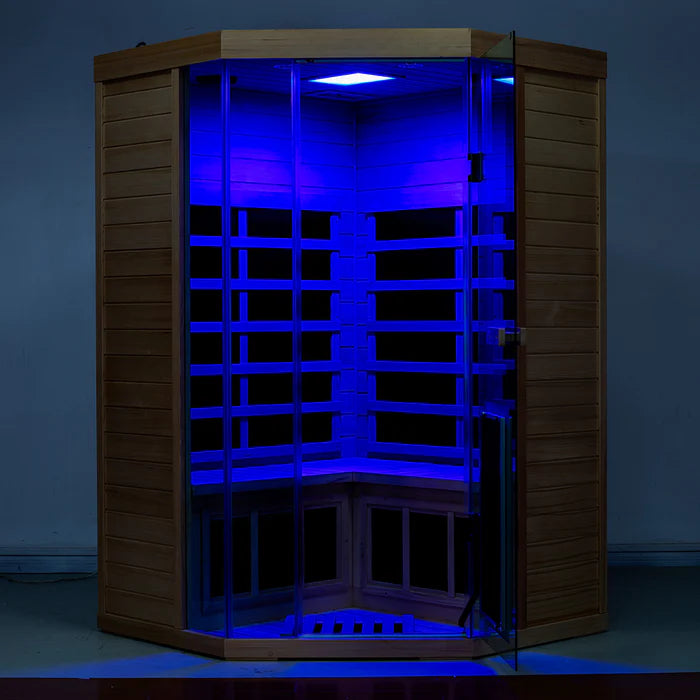 Wizzisauna Corner Red Cedar Full-Glass Sauna