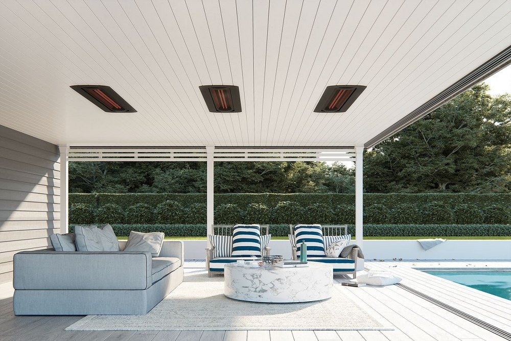 Tungsten 6000W Black Mounted Electric Heater recessed install